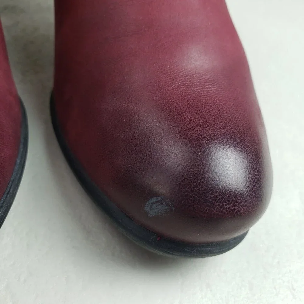 Josef Seibel Britney Moto Boot Womens 8-8.5 39 Red Leather Side Zip Heeled Ankle